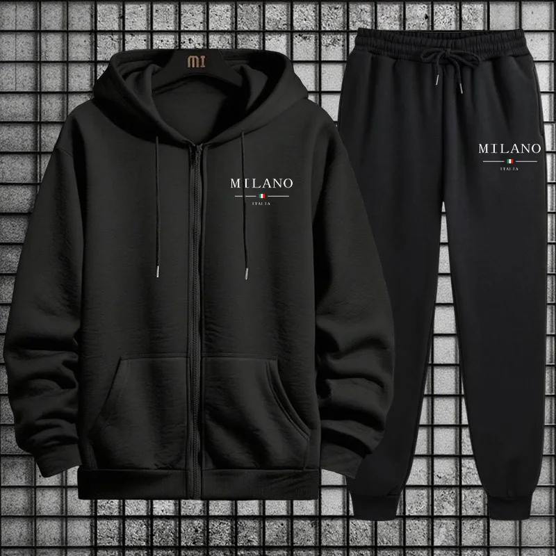 Mens Fashion Zip Up Hoodies - Setelan Olahraga Pria Musim Semi 2026