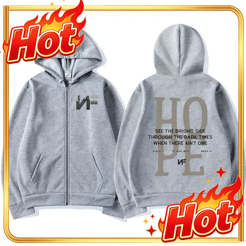 Mens Fashion Zip Up Hoodies - Hoodie Rapper NF Hope Tracklist dengan