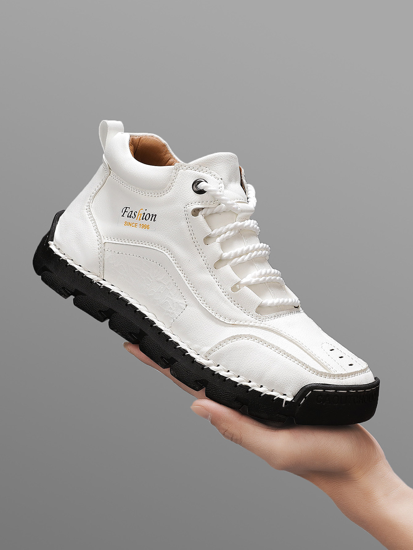 Mens Fashion Trainers - Sepatu Kasual Mid-Top Buatan Tangan Pria,