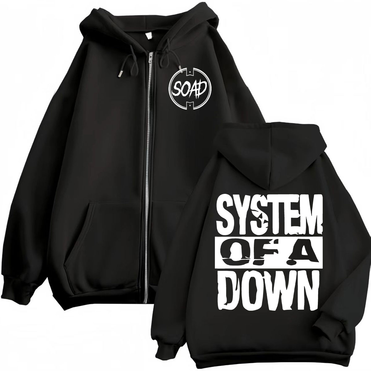 Hoodie Zipper Print Band Rock  - Mens Fashion Zip Up Hoodies ulasan dan harga